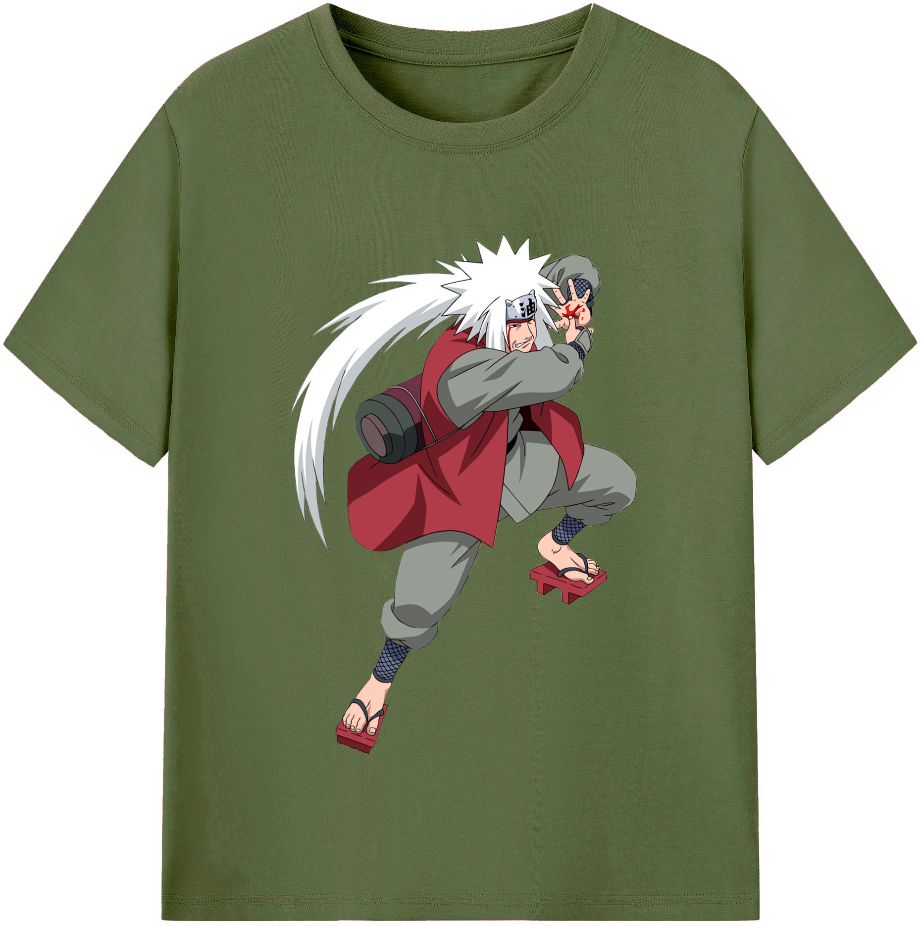 （画像用） NARUTO -ナルト- 自来也（じらいや） Jiraiya 綿100％半袖Tシャツ（フロントプリント）